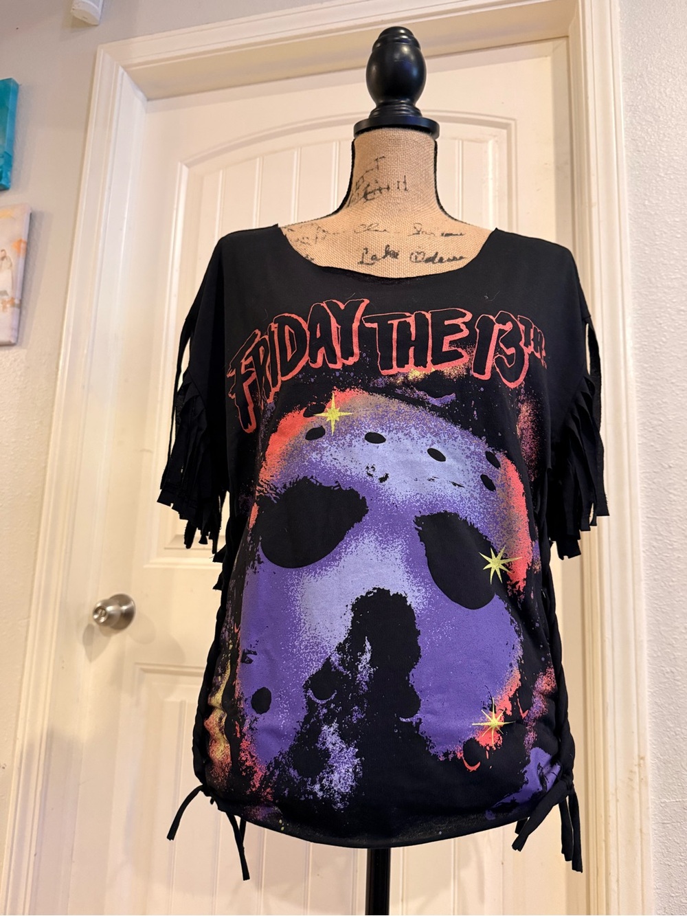 Friday the 13th Black Graphic Fringe Sleeve Women’s Top